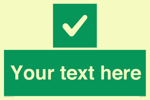 Custom green background, green square with tick sign